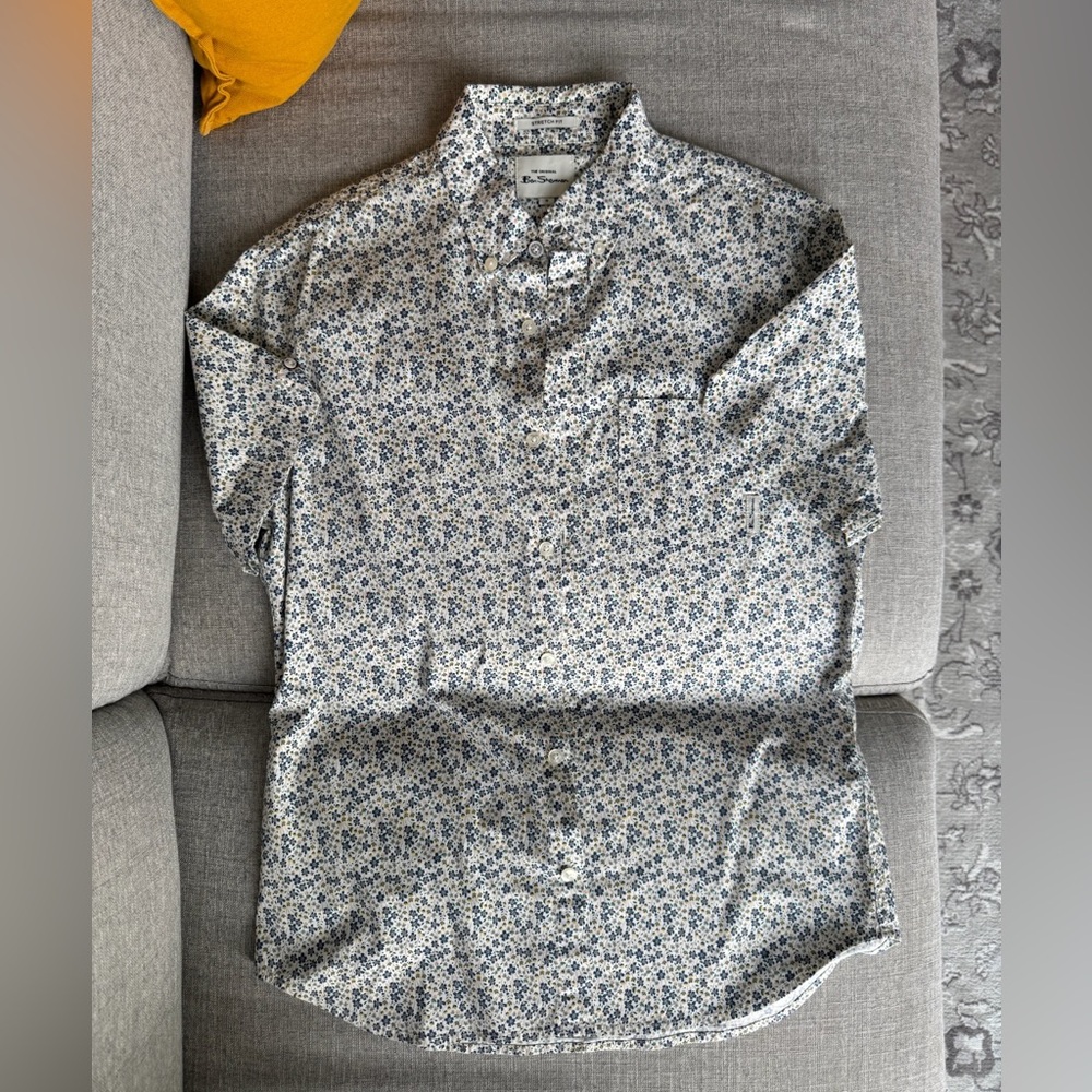 White and Blue Patterned Casual Shirt